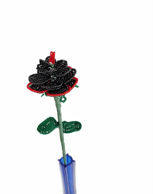 Sort rose med rød kant - blank